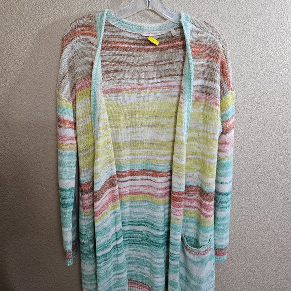 SOFT SURROUNDINGS Juniper Multi Stripe Open Front Very Soft Sweater~Size S - Picture 9 of 12